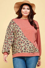 Load image into Gallery viewer, Plus Size Cute Animal French Terry Brush Contrast Print Pullover
