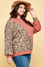 Load image into Gallery viewer, Plus Size Cute Animal French Terry Brush Contrast Print Pullover
