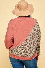 Load image into Gallery viewer, Plus Size Cute Animal French Terry Brush Contrast Print Pullover
