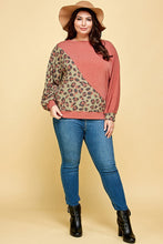 Load image into Gallery viewer, Plus Size Cute Animal French Terry Brush Contrast Print Pullover
