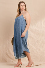 Load image into Gallery viewer, Washed Denim Spaghetti Strap Jumpsuit
