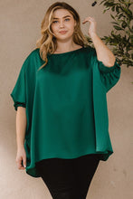 Load image into Gallery viewer, Ember Jacquard Solid Woven Oversized Boatneck 3/4 Sleeve Blouse
