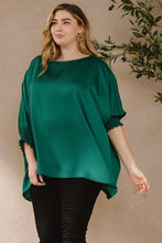 Load image into Gallery viewer, Ember Jacquard Solid Woven Oversized Boatneck 3/4 Sleeve Blouse
