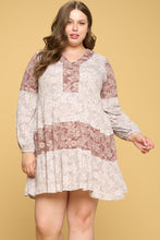 Load image into Gallery viewer, Color Block Floral Print Tiered Mini Dress
