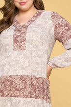 Load image into Gallery viewer, Color Block Floral Print Tiered Mini Dress
