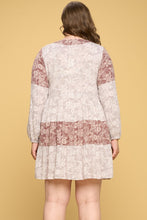 Load image into Gallery viewer, Color Block Floral Print Tiered Mini Dress
