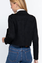 Load image into Gallery viewer, Long Slv Biker Faux Suede Short Jacket
