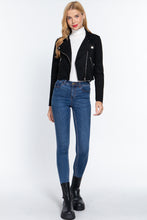 Load image into Gallery viewer, Long Slv Biker Faux Suede Short Jacket
