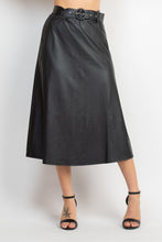 Load image into Gallery viewer, Faux Leather Belted A-line Skirt
