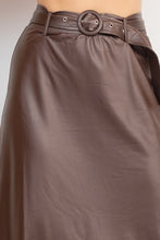 Load image into Gallery viewer, Faux Leather Belted A-line Skirt
