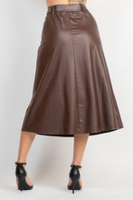 Load image into Gallery viewer, Faux Leather Belted A-line Skirt
