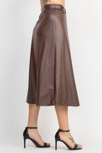 Load image into Gallery viewer, Faux Leather Belted A-line Skirt
