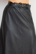 Load image into Gallery viewer, Faux Leather Belted A-line Skirt
