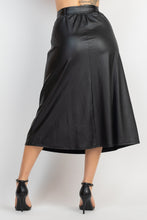 Load image into Gallery viewer, Faux Leather Belted A-line Skirt
