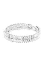 Load image into Gallery viewer, Crystal Square Double Row Cuff Bracelet

