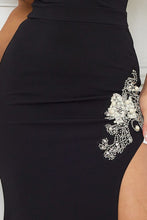 Load image into Gallery viewer, Beaded Embroidered Near Slit Detail Maxi Ddress
