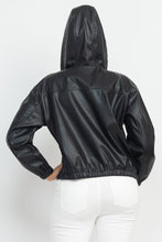 Load image into Gallery viewer, Faux Leather Hoodie Jacket
