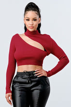 Load image into Gallery viewer, Lux Sweater Rib Cutout Mock Neck Crop Top
