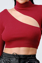 Load image into Gallery viewer, Lux Sweater Rib Cutout Mock Neck Crop Top
