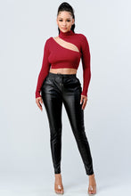 Load image into Gallery viewer, Lux Sweater Rib Cutout Mock Neck Crop Top
