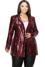 Load image into Gallery viewer, Plus Disco Metallic Sequins Double Breasted Blazer
