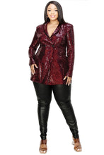 Load image into Gallery viewer, Plus Disco Metallic Sequins Double Breasted Blazer
