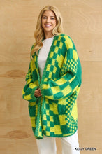 Load image into Gallery viewer, Gingham Pattern Mixed Sweater Cardigan
