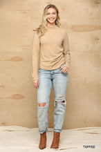Load image into Gallery viewer, Solid And Cozy Soft Knit Mock Neck Top With Side Ruched Detail
