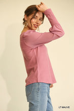 Load image into Gallery viewer, Solid Knit And Chiffon Mixed Top With Puff Long Sleeve
