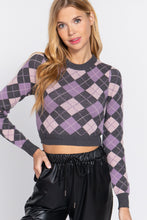 Load image into Gallery viewer, Argyle Jacquard Crop Sweater
