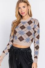 Load image into Gallery viewer, Argyle Jacquard Crop Sweater
