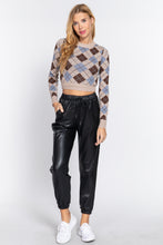 Load image into Gallery viewer, Argyle Jacquard Crop Sweater

