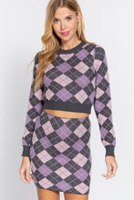 Load image into Gallery viewer, Argyle Jacquard Crop Sweater

