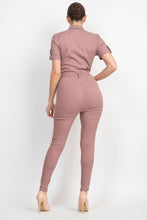 Load image into Gallery viewer, Collared Waist-tie Buttoned Jumpsuit
