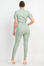 Load image into Gallery viewer, Collared Waist-tie Buttoned Jumpsuit
