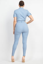 Load image into Gallery viewer, Collared Waist-tie Buttoned Jumpsuit
