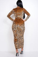 Load image into Gallery viewer, Long sleeve burnout velvet midi length dress with half zipper
