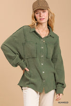 Load image into Gallery viewer, Mineral wash button down top with high low hem
