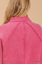 Load image into Gallery viewer, Mineral wash button down top with high low hem
