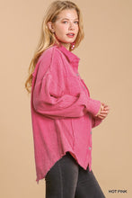 Load image into Gallery viewer, Mineral wash button down top with high low hem
