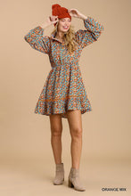 Load image into Gallery viewer, Collared neckline button down floral print dress with crochet trimmed details
