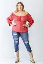Load image into Gallery viewer, Plus Cotton Embroidery Off-the-shoulder Smocked Back Top
