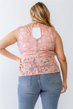 Load image into Gallery viewer, Plus Lace Mesh Ruffle Detail Sleeveless Flare Hem Top
