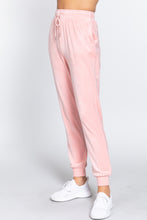 Load image into Gallery viewer, Waist Elastic Velour Long Jogger Pants
