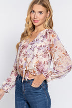 Load image into Gallery viewer, Front Tie Detail Print Woven Blouse
