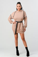 Load image into Gallery viewer, Double Zipper Long Sleeve Hooded Mini Dress
