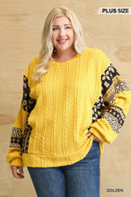 Load image into Gallery viewer, Texture Ribbed Knit And Aztec Pattern Mixed Loose Top
