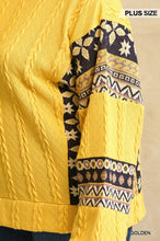 Load image into Gallery viewer, Texture Ribbed Knit And Aztec Pattern Mixed Loose Top
