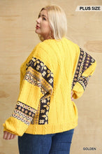 Load image into Gallery viewer, Texture Ribbed Knit And Aztec Pattern Mixed Loose Top
