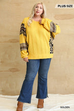 Load image into Gallery viewer, Texture Ribbed Knit And Aztec Pattern Mixed Loose Top
